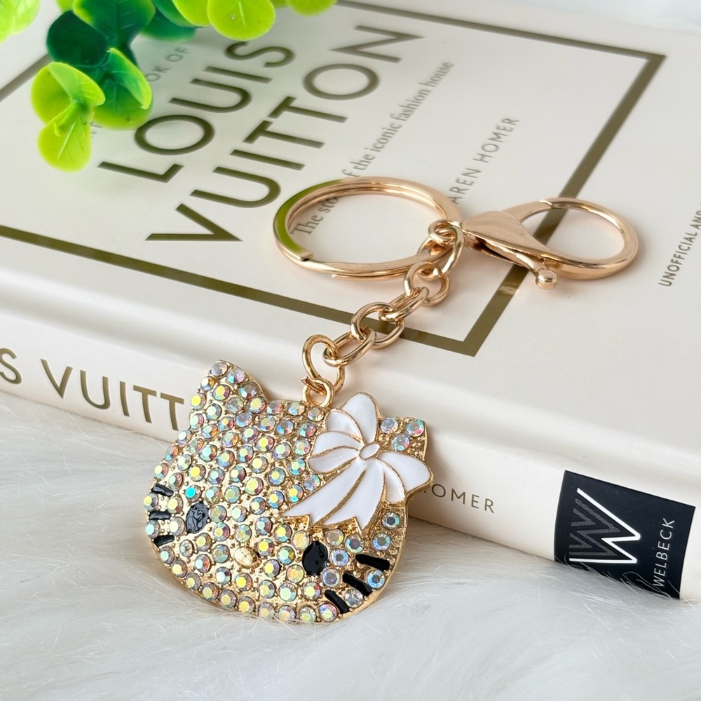 Hello Kitty White Bow‎ Iridescent Keychain/ Bag Charm